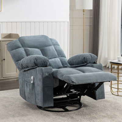 Massage Rocker Recliner Chair Rocking Chairs For Adults Oversized With 2 Cup Holders, USB Charge Port Soft Features A Manual Massage And Heat.A+B by Hokku Designs