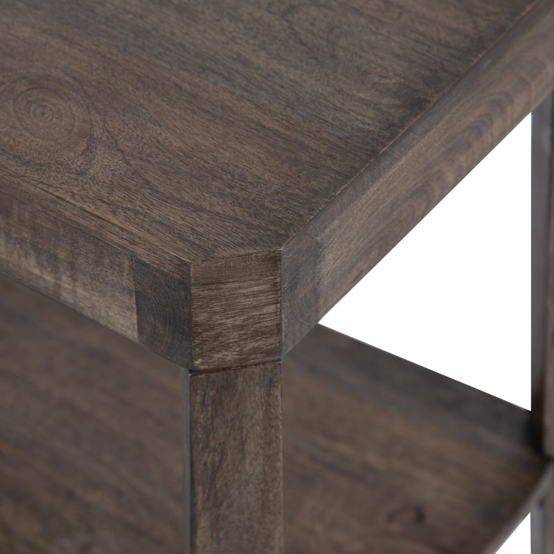 Table d'appoint en bois massif avec rangement Ardentown, Gris délavé