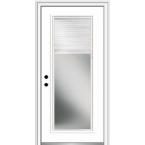 52.75 inch x 82.375 inch Blacksmith 3/4 Oval Lite 2-Panel Prefinished White  Right-Hand Inswing Steel Prehung Front Door with Sidelite and Brickmould