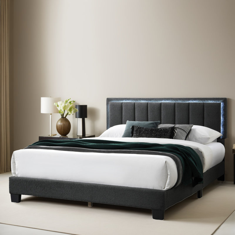 Base de lit tapissier grand format, Gris anthracite