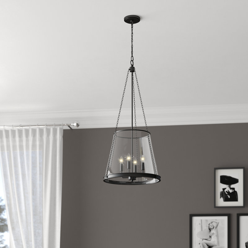 Luminaire suspendu 4 lumières Malvern, Noir mat