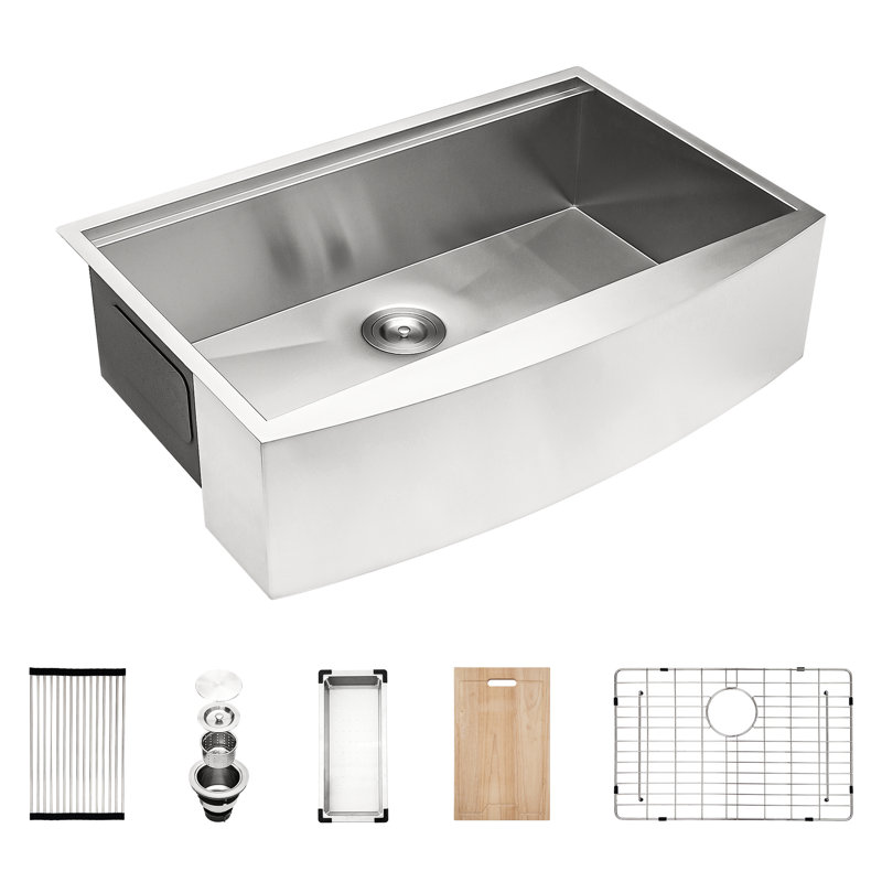 Évier de cuisine en acier inoxydable 33 po - 33 x 21 x 9 po, revêtement de condensation, avec planche à découper et drain hygiénique, guide d'installation de la passoire