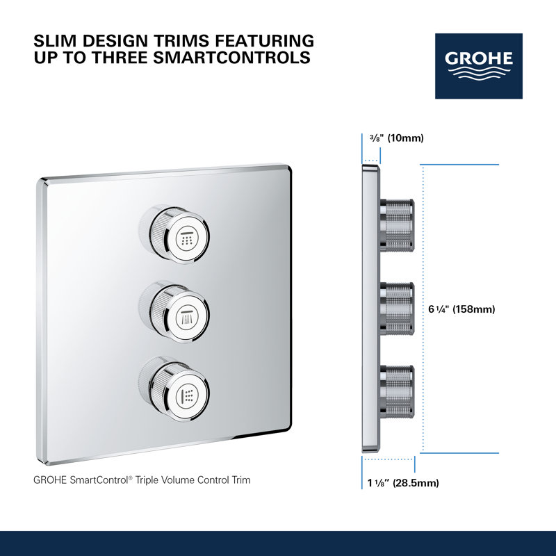 Grohtherm® SmartControl Triple Volume Control Trim, StarLight Chrome