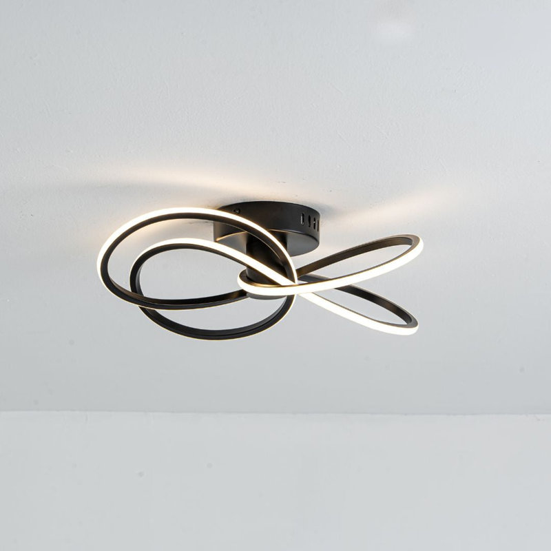 LED Semi Flush Mount, 11.5cm H x 44cm W x 44cm D, Matte Black