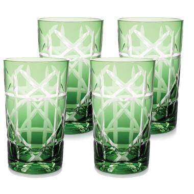 JoyJolt Levitea Double Wall Colored Glass Tumblers - Amber- Set of 4 Short Drinking  Glasses 