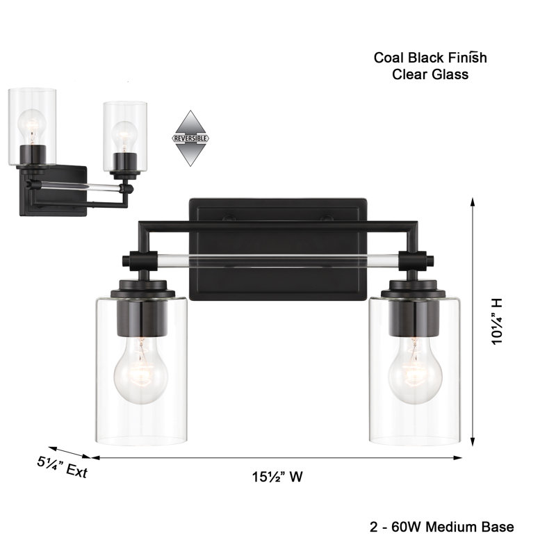 Breakwater Bay Adysan - 2 Light Bath Vanity In Coal Finish