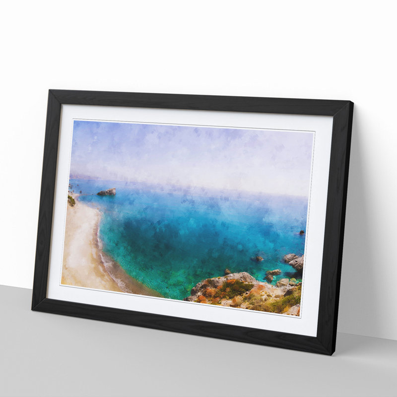 Preveli Beach in Crete Greece - Framed Print, 27cm H x 36cm W x 2cm D, Black Framed