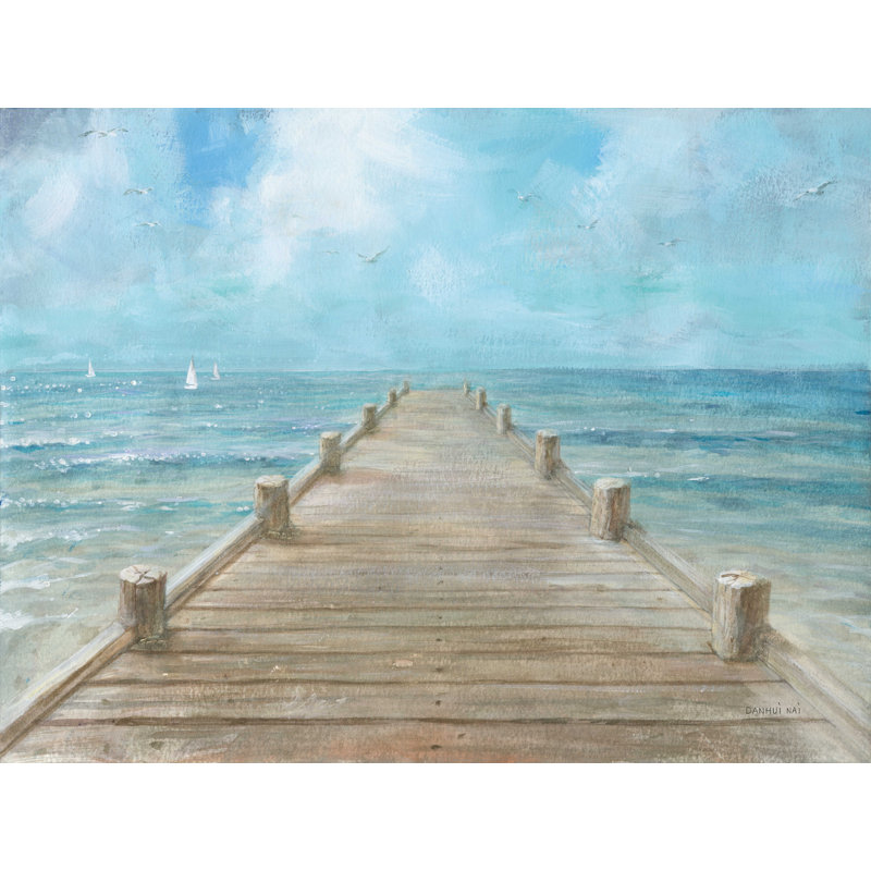 «Summer Dock» par Danhui Nai - reproduction d'art sur toile tendue, H 12 po x l 16 po