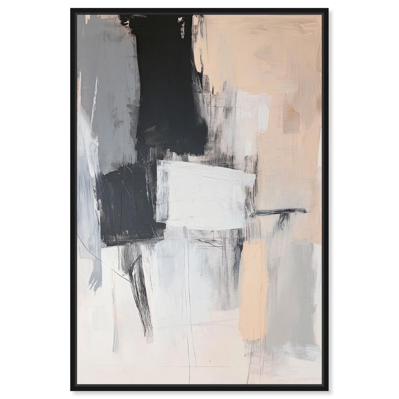 «Dusky Blush», art abstrait sur pierre par Art Remedy, H 16 po x l 11 po x P 1,2 po, Cadre noir