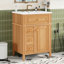 Meuble-lavabo 24 po avec lavabo, meuble-lavabo en bois avec tiroir rabattable, 2 tiroirs à fermeture en douceur, 1 porte à fermeture en douceur, bois massif et panneau de fibres à densité moyenne, poignées en bois élégantes