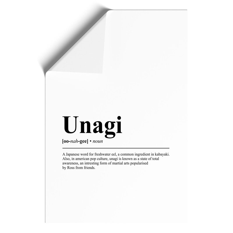 Dictionary Unagi - Frameless Print, 30cm H x 21cm W x 0.1cm D