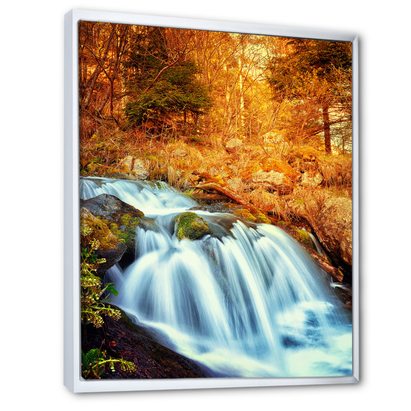 «Beautiful Autumn Forest Waterfall VII», reproduction d'art sur toile traditionnelle, H 8 po x l 12 po x P 1 po