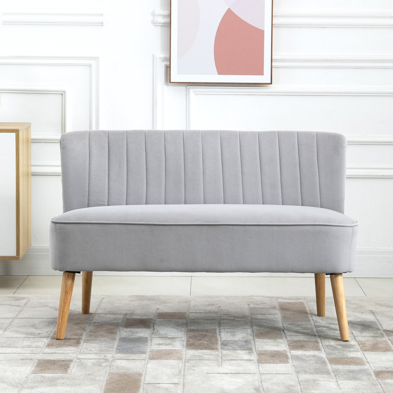 Maxen 2 Seater Loveseat, Light Grey, Polyester
