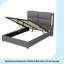 Grand lit plateforme tapissier hydraulique avec rangement à DEL et capteurs à DEL, cadre de lit en cuir PU sans sommier-298128945