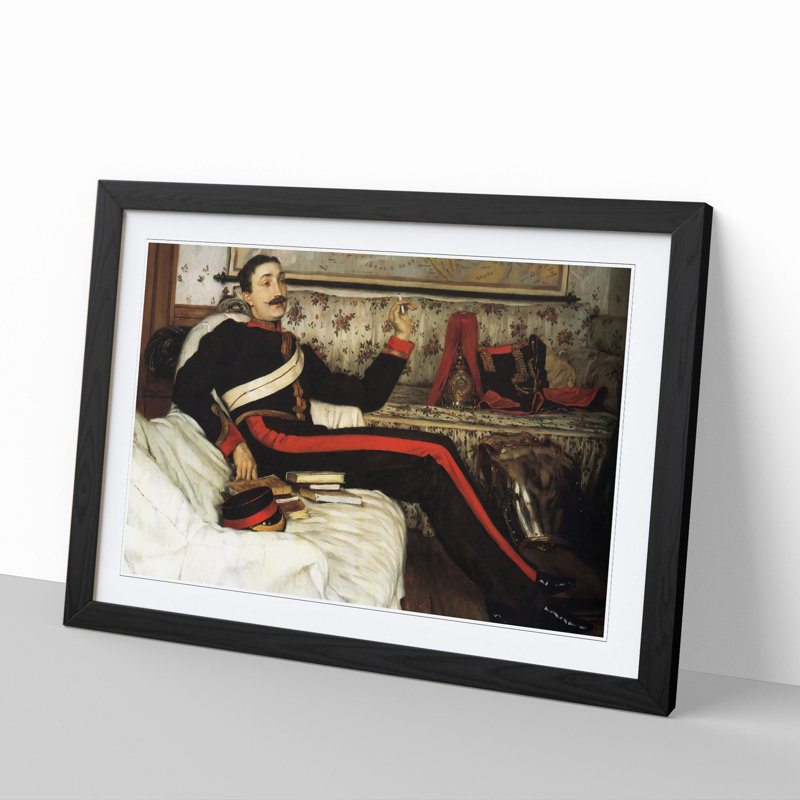 Colonel Frederick Barnaby by James Tissot - Picture Frame Painting, 27cm H x 36cm W x 2cm D, Black Framed
