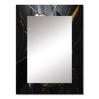 Abstract Geode Gold III - Marble Decorative Mirror, Gold Large Wall Mirror, Printed Metal Art
