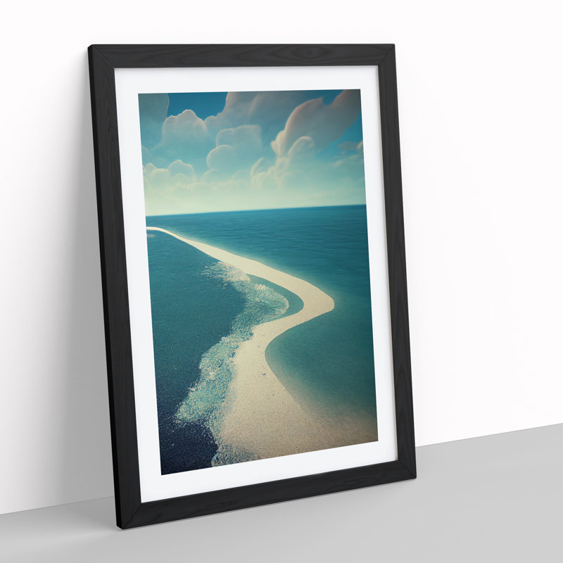 Beach Divide - Single Picture Frame Print, Black Framed, 64cm H x 46cm W x 2cm D