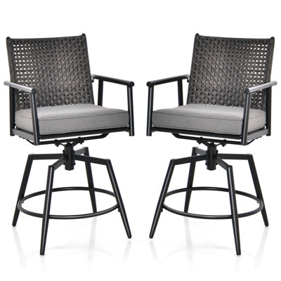 Broghen Swivel Upholstered Counter Stool with Metal Frame