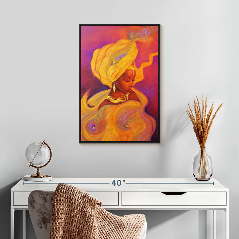 Déesse Oshun, Cadre flottant noir, 17 po x 25 po