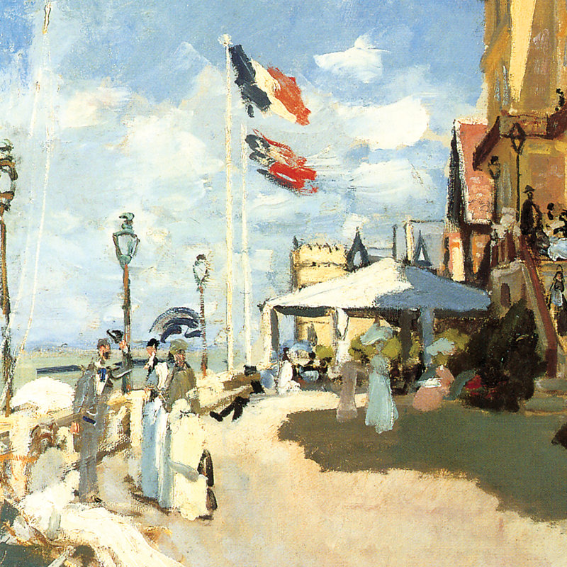 Hotel des Roches Noires, Trouville, 1870 par Claude-Oscar Monet, reproduction d'art encadrée