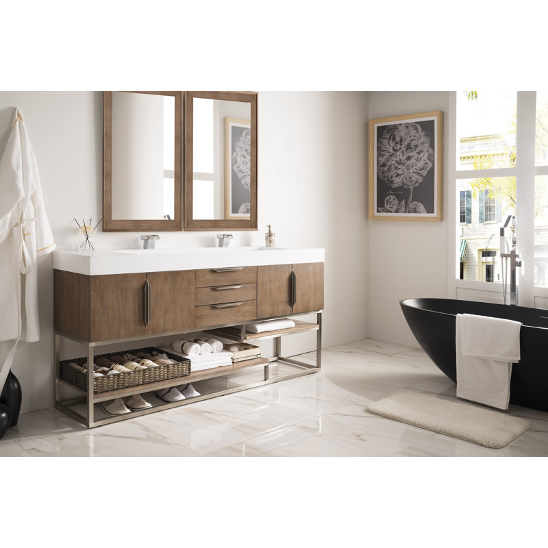 Columbia 72'' W Single Vanity, Glossy White, Dusk Gray, Brushed Nickel