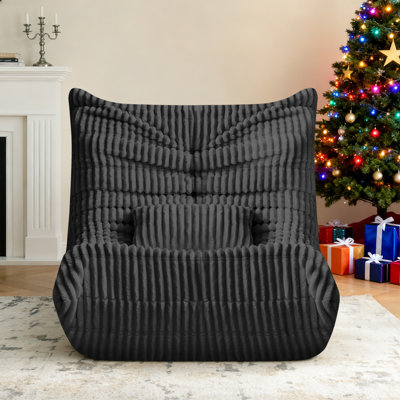 Fauteuil à billes pour adultes avec coussin de soutien lombaire Canapé à billes géant en mousse à mémoire de forme avec velours côtelé
