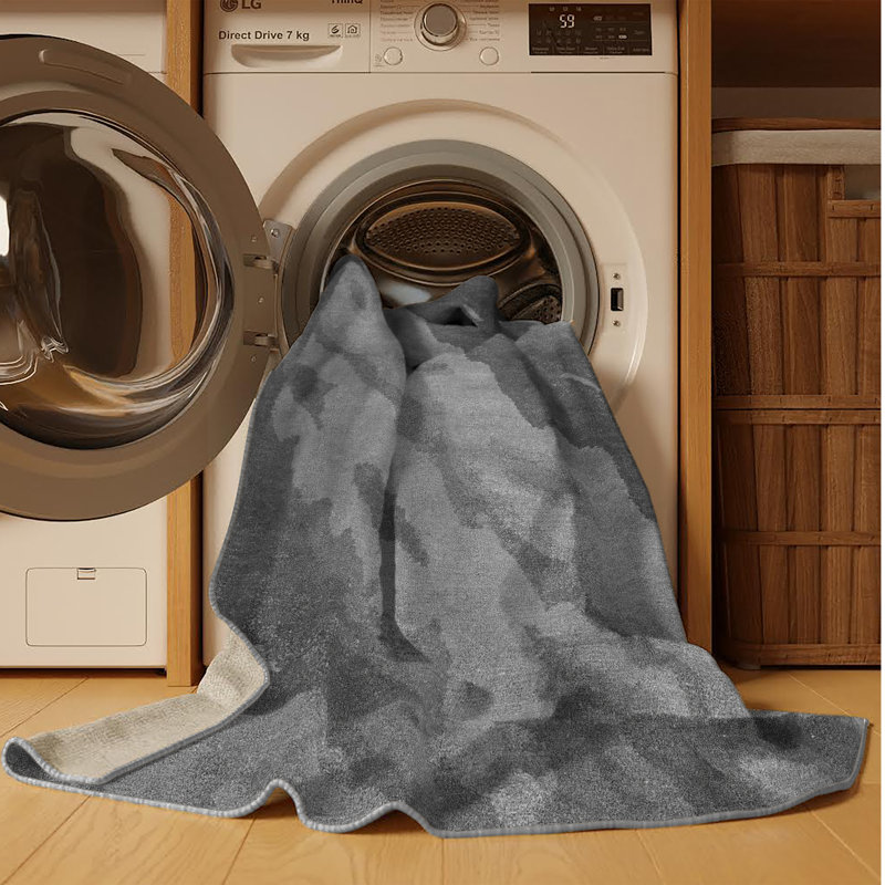Tapis gris en chenille / polyester tissé à la machine Dereonna, Rectangle 2 pi x 3 pi