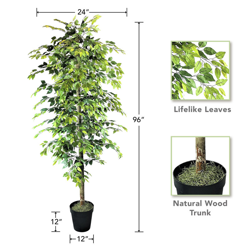 Ficus artificiel en pot 120 po, H 96 po x l 24 po