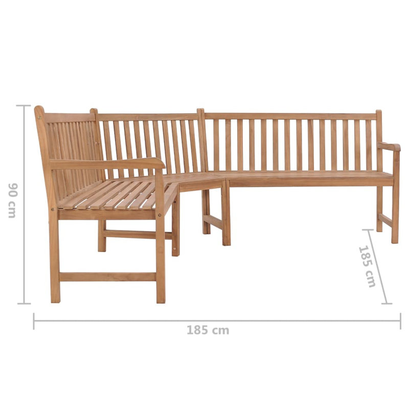 Awarth Solid Wood Teak Outdoor Bench, 185cm W x 90cm H