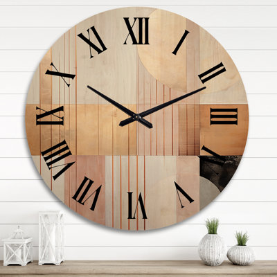 Horloge murale géométrique moderne en bois surdimensionné géométrique rose Serenityin III