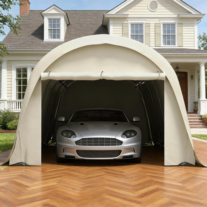 Abri de tente de camping en acier spacieux, auvent de voiture de garage beige pour les événements extérieurs