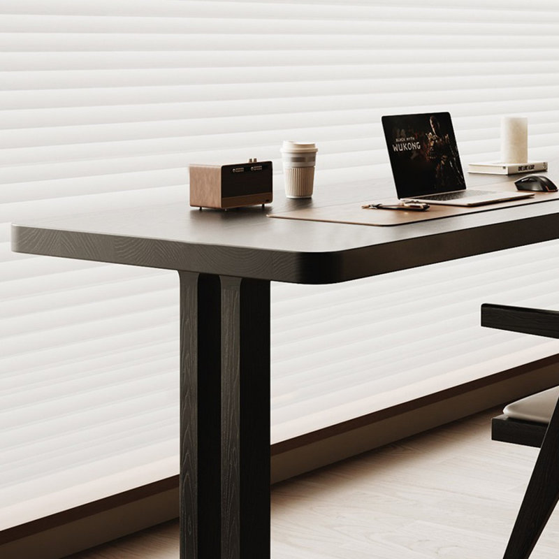 Bureau d'écriture rectangulaire en bois massif noir, H 29,53 po x l 62,99 po x P 23,62 po