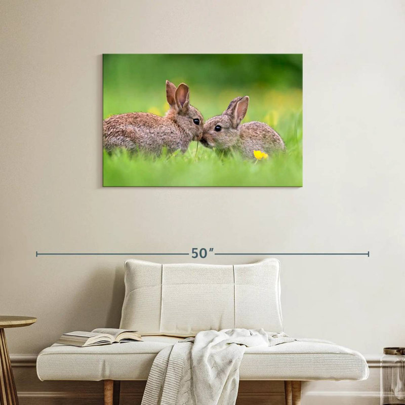 Embrasser des lapins, H 24 po x l 36 po