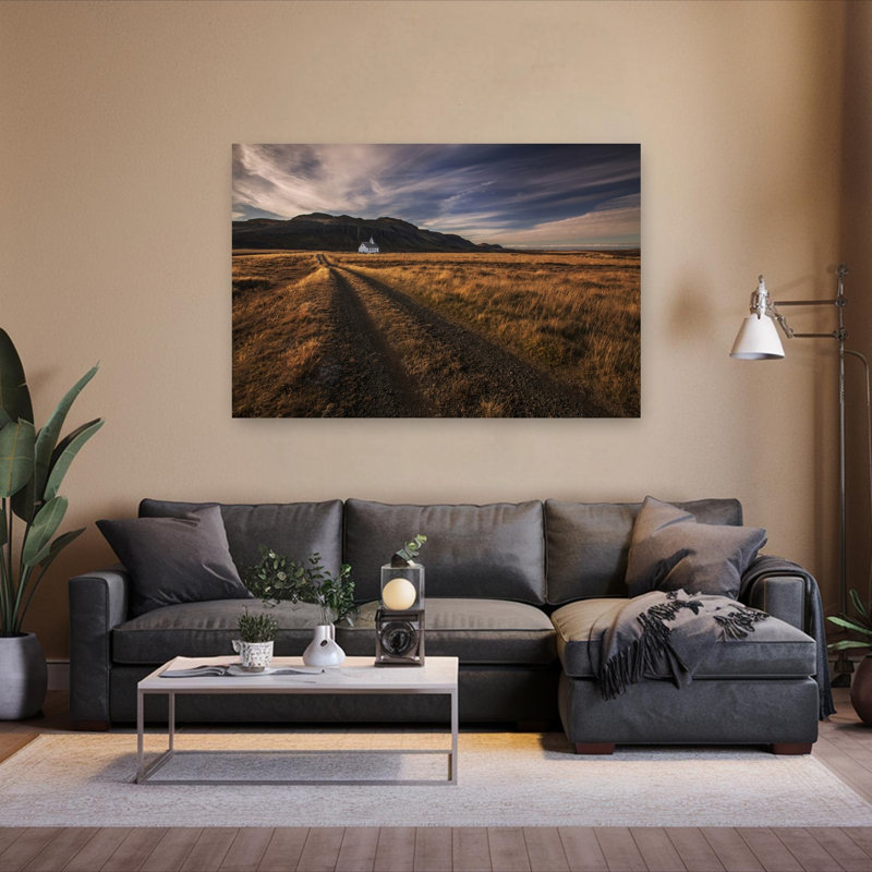 Lonely Church Road - Paysage d'automne dramatique, paisible et serein (affiche murale), H 40 po x l 60 po