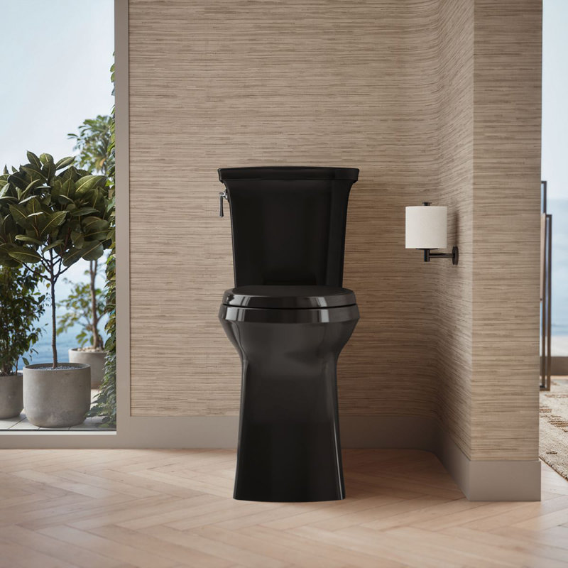 Grande cuvette de toilette allongée avec siphon à jupe Corbelle, Noir