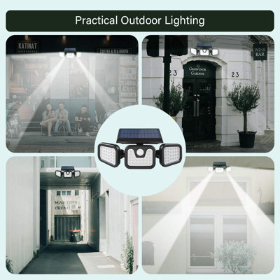2-Pack Solar Powered Outdoor Security Lights with Motion Sensor 6000K