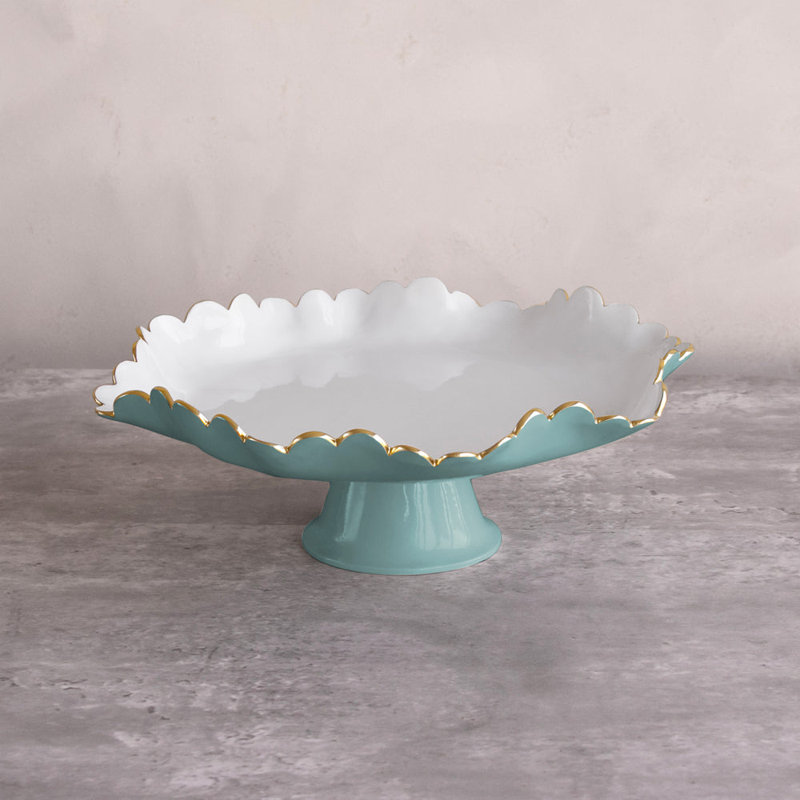 Encanto Aluminum Alloy Cake Stand, Turquoise;White
