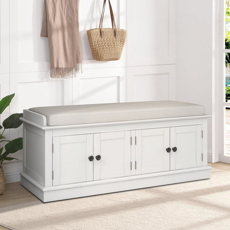 Banc de rangement Calena, Blanc