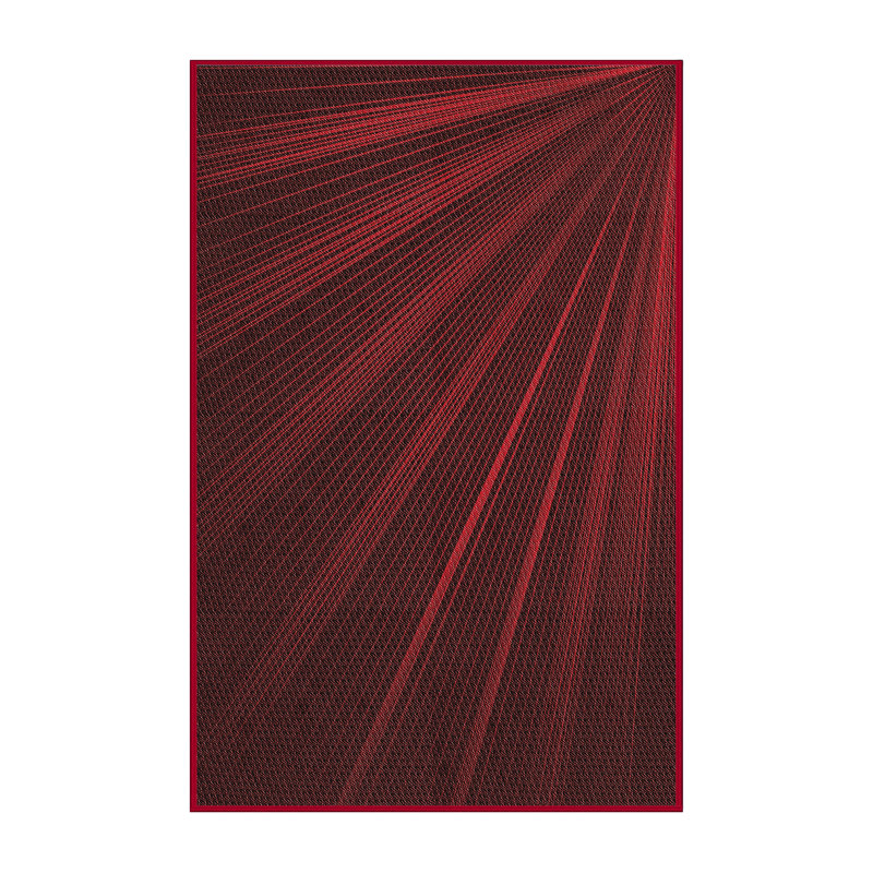 Tapis abstrait en laine rouge, Tapis de couloir 2 pi x 5 pi