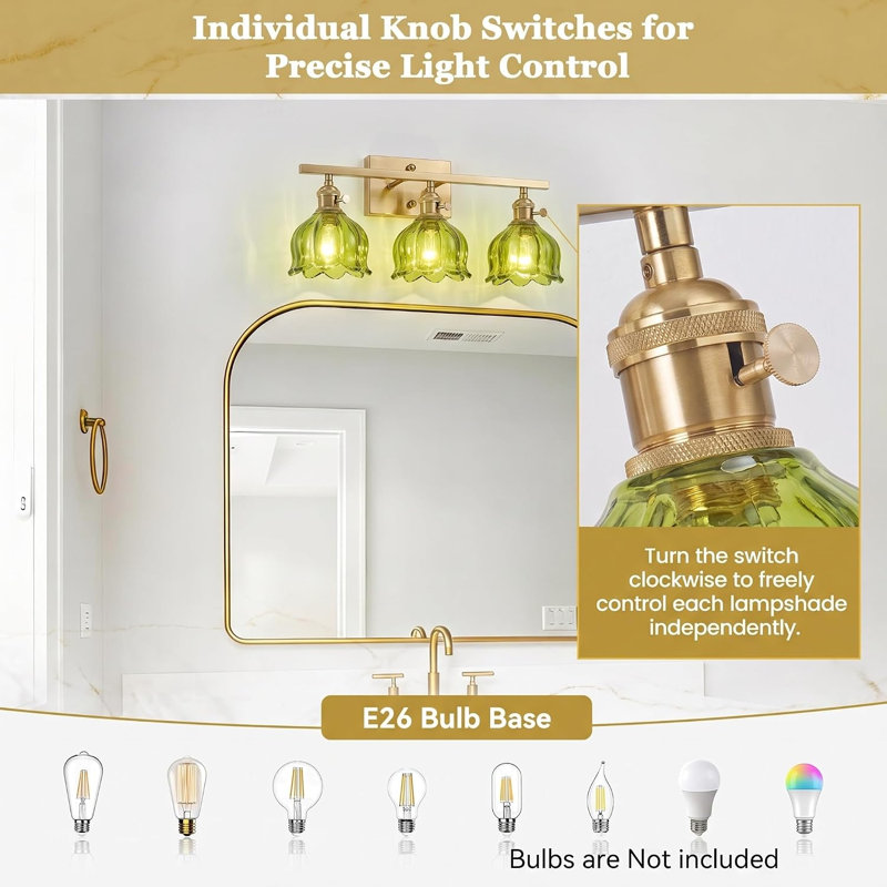 3-Light Vintage Bathroom Vanity Light,Green
