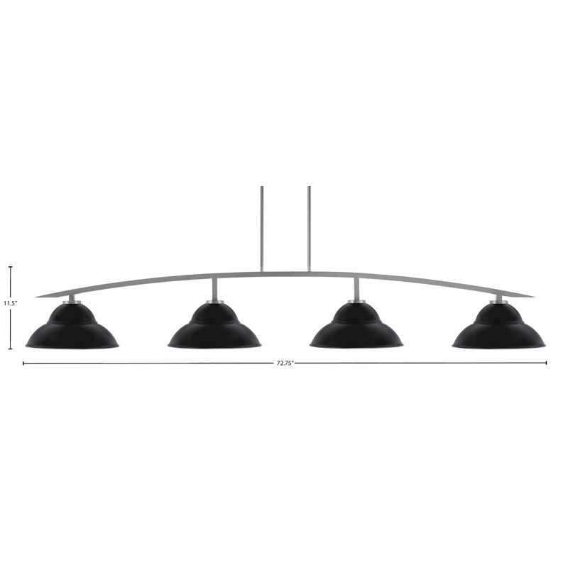 Barre d'éclairage 4 lumières kurve au fini graphite avec abat-jour en métal à double bulles de 13 po, Noir