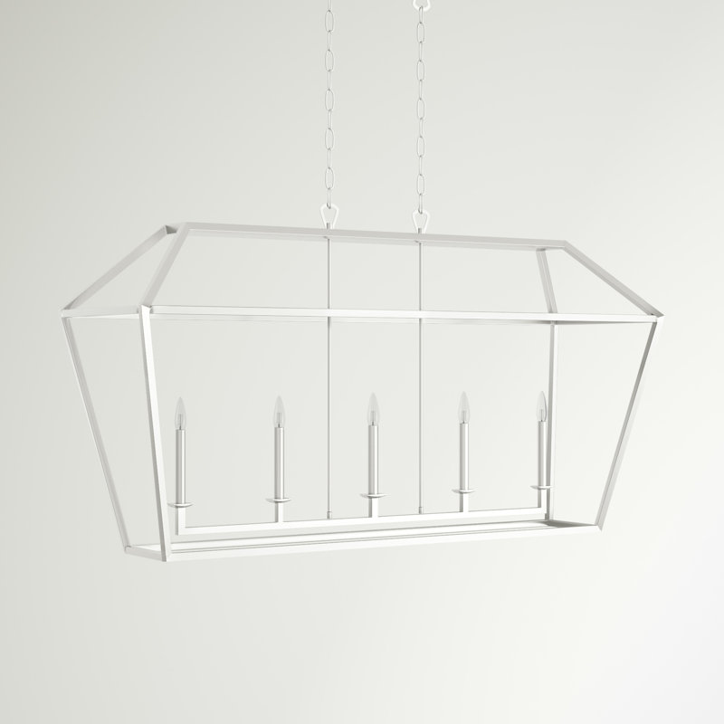 Luminaire suspendu linéaire à 5 lumières pour îlot de cuisine Addyson, Nickel poli