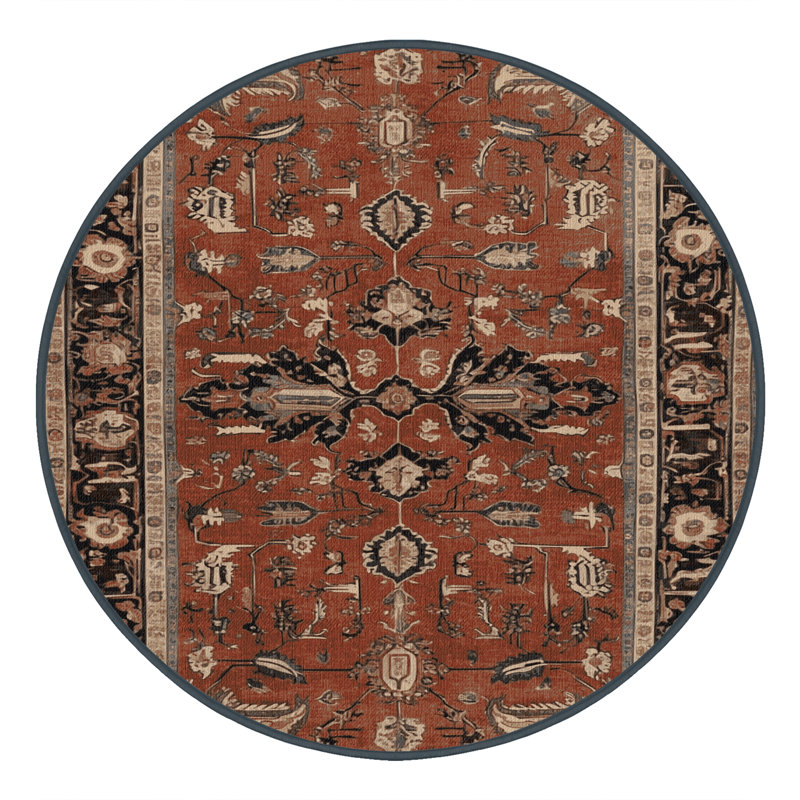 Tapis brun lavable à la machine, Rond 8 pi
