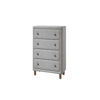 Grey 4-Drawer Upholstered Chest