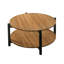 Table basse ronde en bois d'ingénierie finition noyer avec tablette ouverte - Mobilier de salon de style transitionnel