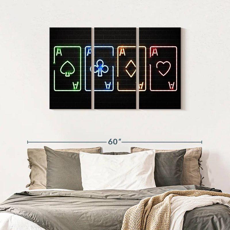 Reproduction d'art sur toile néon, H 28 po x l 45 po x P 1,25 po