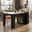 Table convertible pour salle à manger et îlot avec éclairage à DEL et ports de charge, rangement caché-744463825