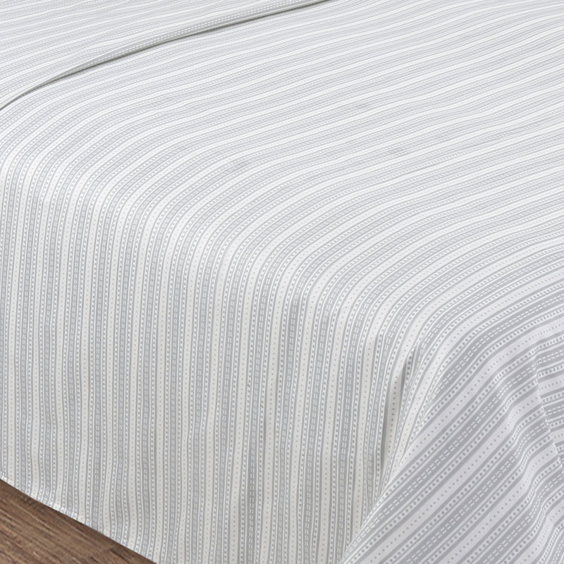 Ensemble de draps en microfibre Hijiri, Standard, Gris, Rayé