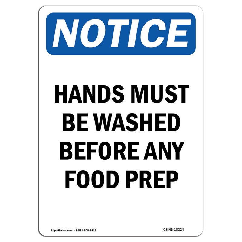 Hands Must be Washed Before Any Sign