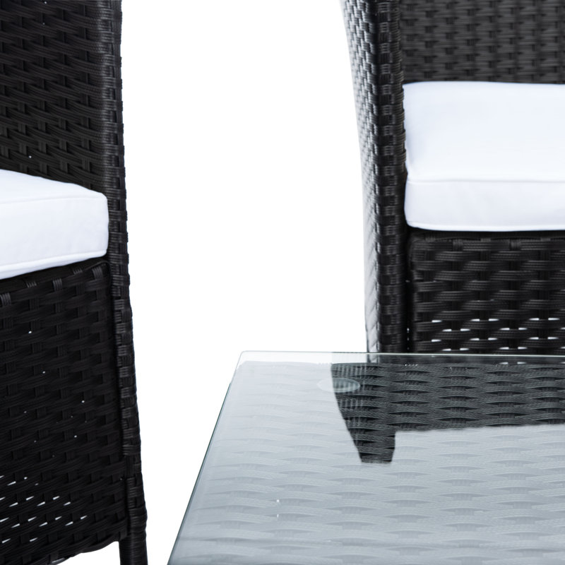 Hokendauqua 4 - Person Patio Conversation Set with Cushions, Black Frame/White Cushion